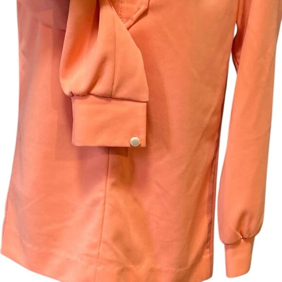 Vtg ZAZIE Hippie 70’s Pull Over Blouse Melon Color Long Sleeve Women S - Picture 5 of 9